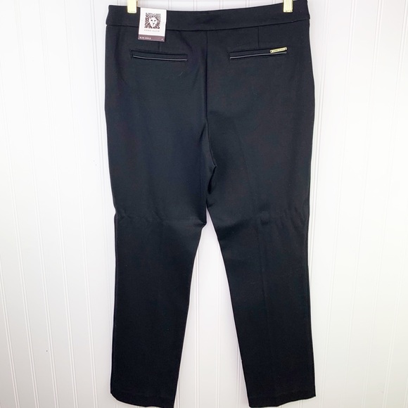 Anne Klein Slim Ankle Black with Gold Detail Dress Pants - Picture 3 of 8